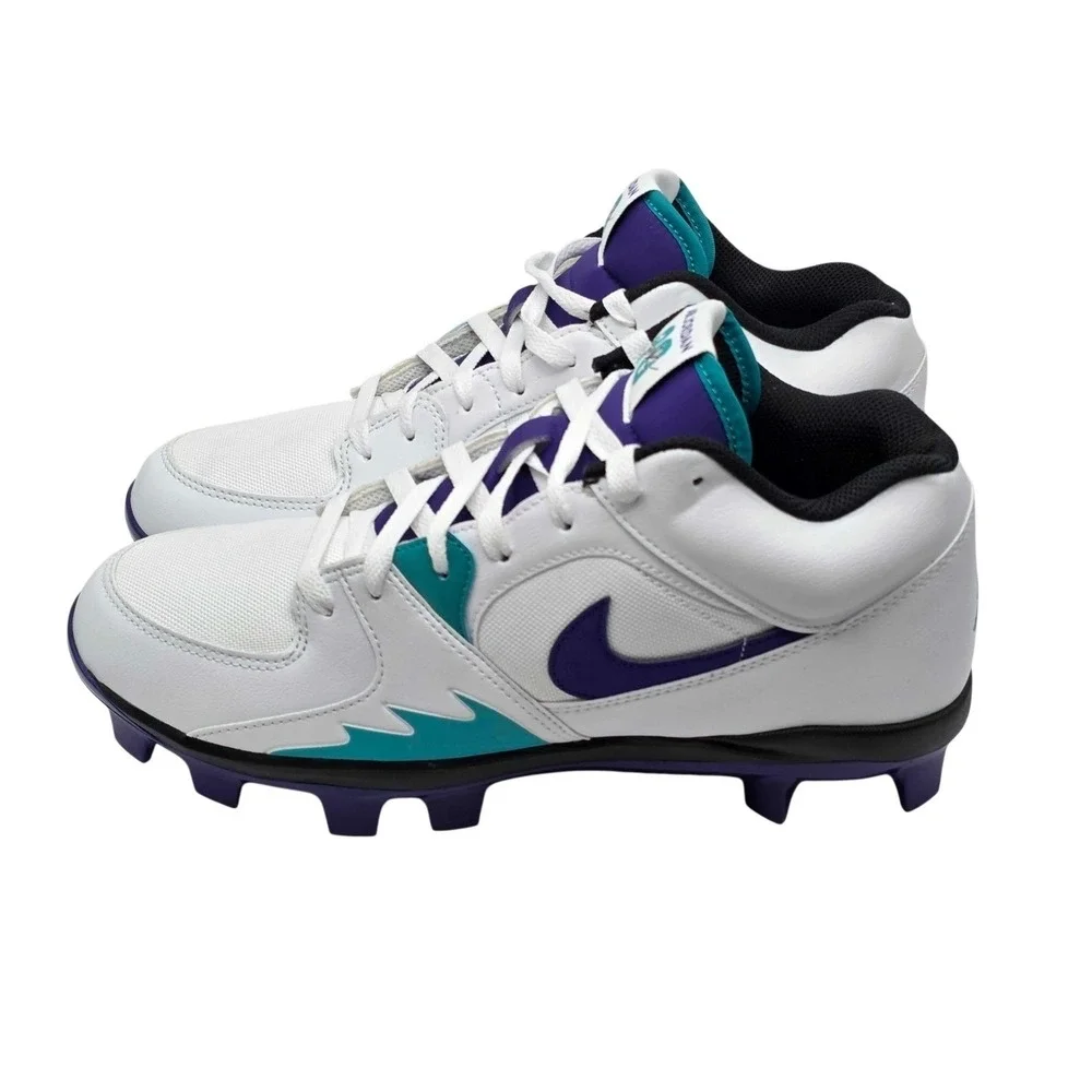 Jordan Stadium 90 Low MCS Baseball Cleats Mens 9.5 White Purple Grape HQ0211-105